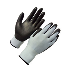 Gloves Work White Polyester Black PU Coated Safety